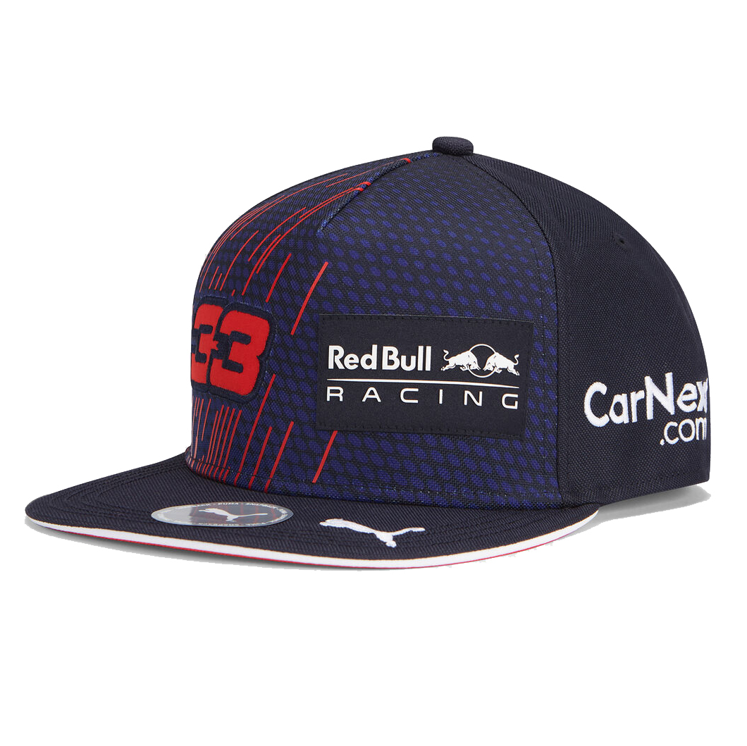 New! 2021 Max Verstappen #33 Flatbrim Cap Adult Size Red Bull Racing F1